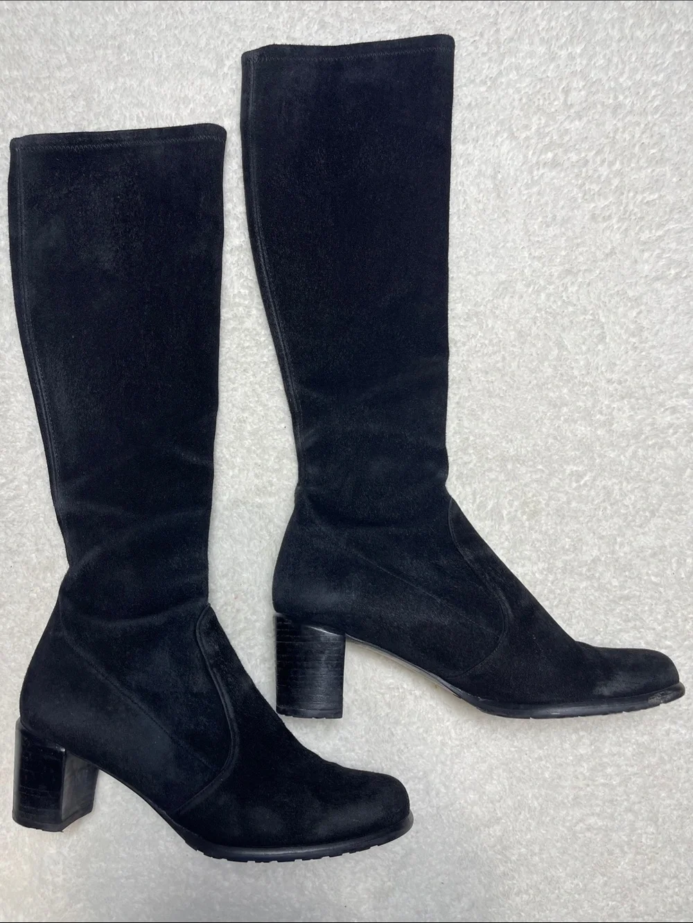 Stuart Weitzman Black Suede Over-the-Knee Block Heel Boots Size 6